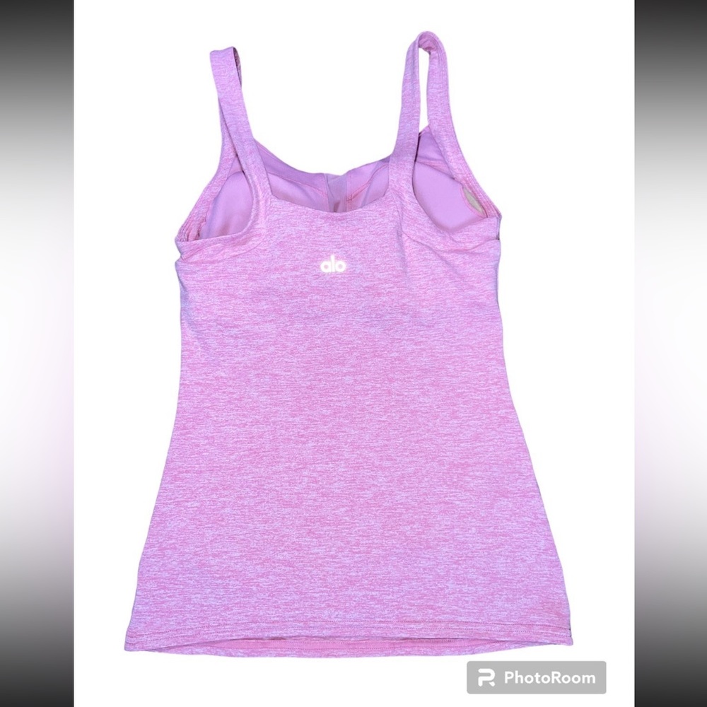 ALO Yoga tank top shelf bra soft Pink removable